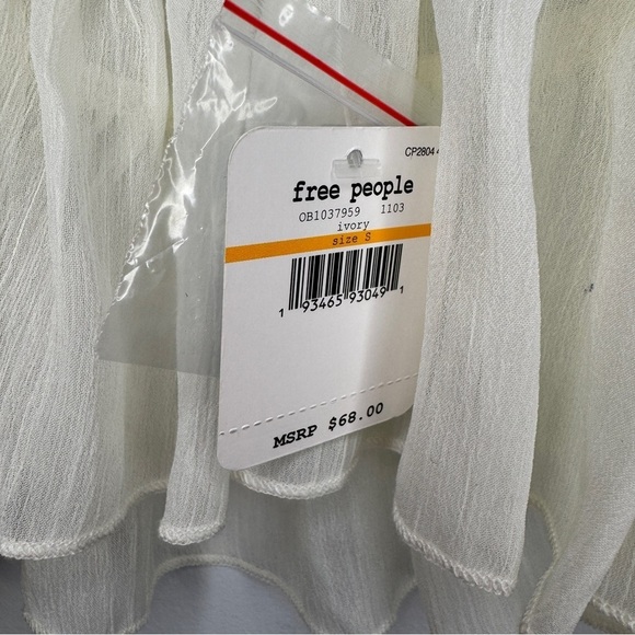 Free People Ivory Embellished Peplum Tank Top NWT Size Small Boho Festival - Picture 6 of 12